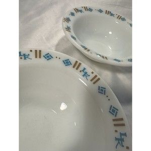 Vintage ANCHOR HOCKING LK Ludwig & Kibbey Restaurant bowls  Set 2 milk glass